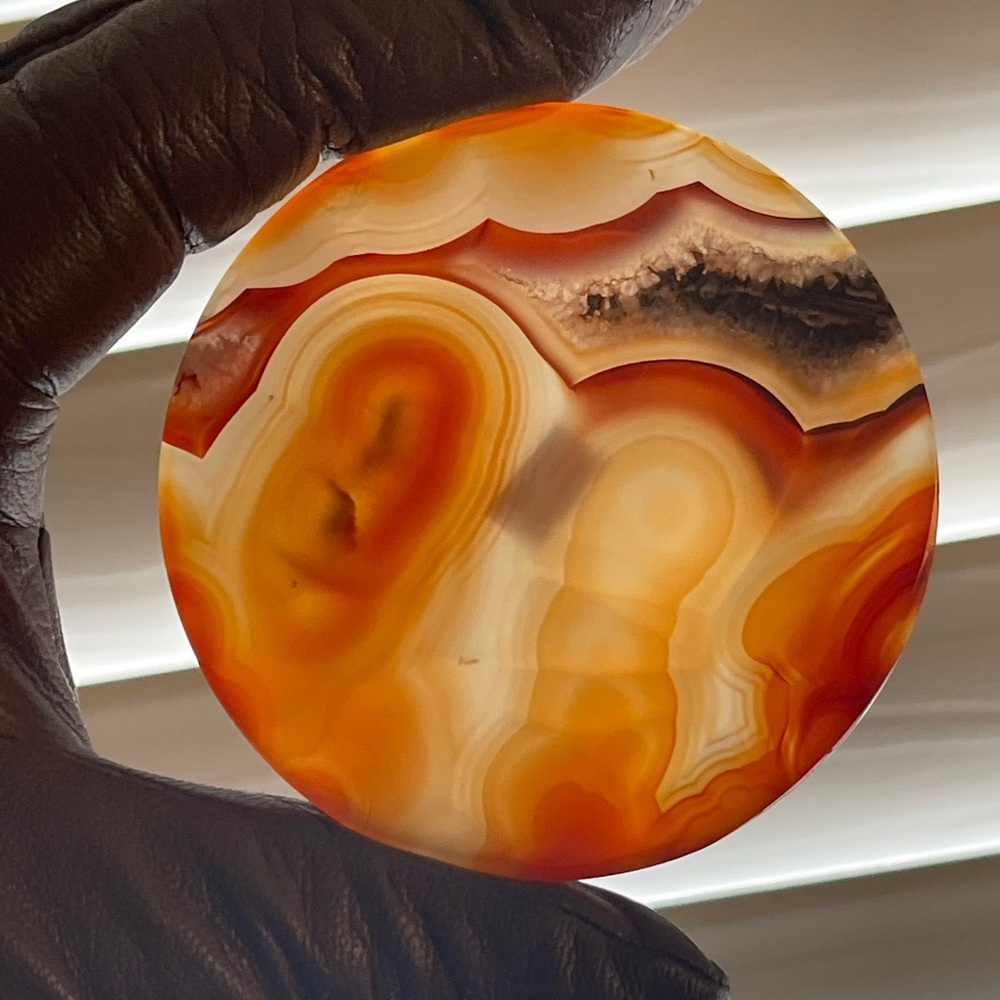 Elegant Agate Art Piece - Carnelian Hand carved coaster/display piece